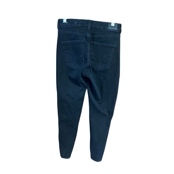 American Eagle Black Button Fly-Curvry-Hi Rise-Crop Jegging Sz 4 - Picture 2 of 9